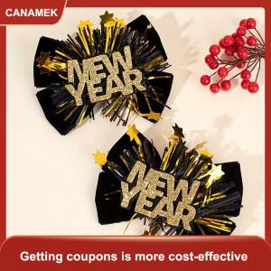 【CANAMEK】 2pcs mềm nhung tóc Bow Clips cho thiếu niên cô gái long lanh năm mới thư thiết kế bên Phụ kiện tóc lễ hội bền tóc pins