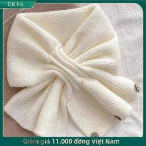 QK FA ✨ Cổ Bảo Vệ Khăn Choàng Màu Rắn Chữ Thập Khăn Dệt Kim Khăn Choàng Quấn Cổ Ấm Hơn Phụ Nữ