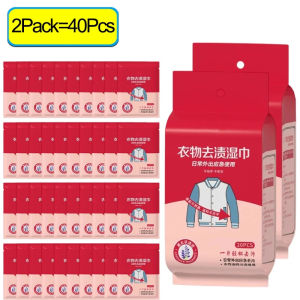 Dizoey 60PCS Clothes Cleaning Wipes Portable Stain Removal Wet Individually Packaged No Washing Dirt and Oil Removal Wet Wipes