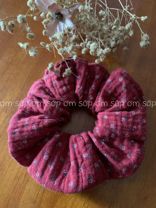 Scrunchies Vải Linen/ Muslin nhiều màu Cột tóc handmade chun 2 vòng co giãn buộc êm tóc hoạ tiết hoa nhí xinh xắn