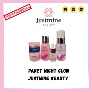 Justmine Beauty Skincare Paket Night Glow Untuk Memutihkan & Membuat Wajah Glowing Permanen Produk Aman Halal & BPOM 100% HALAL MUI