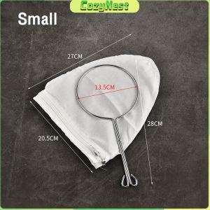 C.N. Reusable Mesh Milk Tea Filter Bag With Handle Steel Ring Cotton Cloth Filter Kitchen Accessories