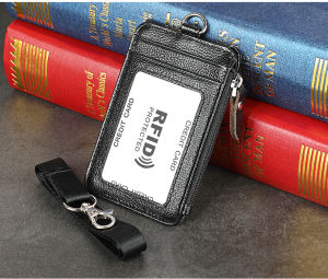 Bao Đựng Huy Hiệu Doanh Nhân Bằng Da Thật Ví Đựng Tiền Xu Có Khóa Kéo Có Dây Đeo Cổ Dây Buộc Thẻ Tên Thẻ Căn Cước Túi Nhỏ Đi Làm