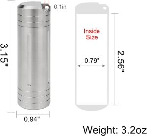 Large Size High Capacity Stainless Steel Keychain Pill Holder – Pill Container Portable Pill Case for Backpack Keyring Watertight Travel Pill Container for Medicine