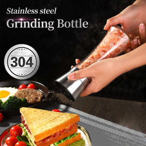 2 Pack Grinding Bottle Metal Manual Salt and Pepper Grinder Adjustable Ceramic Sea Salt Grinder & Pepper Grinder - Tall Glass Salt and Pepper Shakers - Mill & Salt Mill With Box