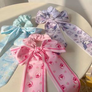 Sanrio Cute Hairband Kawaii Kuromi Melody Cinnamoroll Cartoon Ribbon Womens Sweet Butterfly Knot Hairband Ribbon Headwear Girl Gift