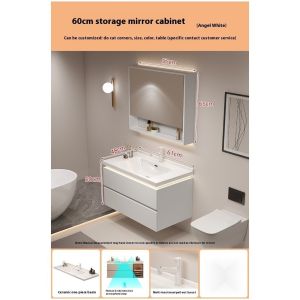 Ceramic Bathroom Cabinet Light Luxury Bathroom Mirror Cabinet Modern Simple Toilet Mirror Cabinet