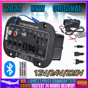【Manila Spot Fast Delivery】2022 New Hot Sale AC 220V 12v 24v Digital Bluetooth Stereo Amplifier Board Subwoofer Hifi Stereo Audio Amplifier For 8-12 Inch Speaker with Dual Microphone Karaoke Support USB TF Remote Control