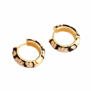 Traditional Flower Enamel Ear Rings Classic Chinese Chinese Style Earrings Circle Hoop Earrings Vintage Glaze Ear Jewelry Gifts for Women Girl