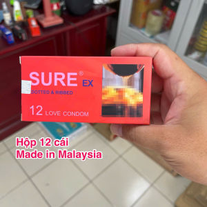 ( CHE TÊN SẢN PHẨM KHI GIAO HÀNG) BAO CAO SU SURE EX ĐỎ HỘP 12 CÁI - MADE IN MALAYSSIA