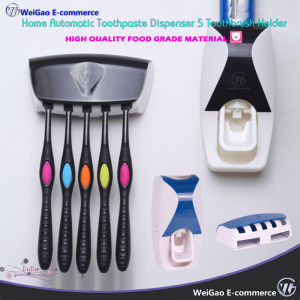 Home Automatic Toothpaste Dispenser 5 Toothbrush Holder