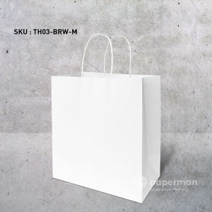 Store Age 25pcs M Size Kraft Twisted Handle Paper Bag with 120gsm Japan Paper Takeaway Bag Goodies Bag Gift Bag for Wedding Birthday Annual Dinner Party