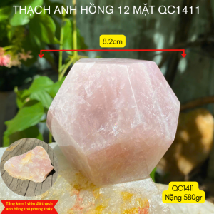 SỞ HỮU NGAY! Đá Thạch Anh Hồng 12 Mặt (QC1411) - Tăng Sức Hút Cá Nhân Viên Mãn Hạnh Phúc Gia Đình!