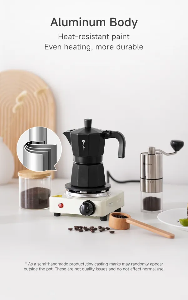 Simplus Moka Pot Dual-Valve Pressurized Extraction Rich Crema Intalian  Espresso Coffee Maker