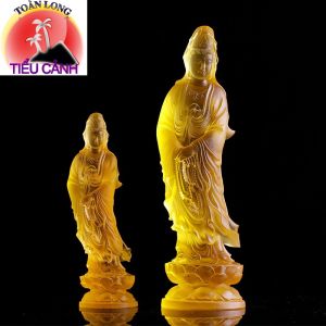 Tượng phật mẹ quan âm phật a di đà mini cao 18cm (màu vàng ngọc) trang trí nhà cửa cây cảnh bể cá sân vườn để bàn làm việc trên ô tô bàn làm việc...