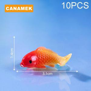 【CANAMEK】 10Pcs DIY Decorative Goldfish Figurines Home Decor Dollhouse Miniature Model Fish Carp Simulation Animals For Kids Toys