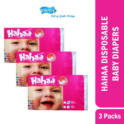 Hahaa Disposable Baby Diapers Tape Lampin Bayi Size L & XL (Combo 3 Packs)