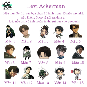 Attack on Titan - Set 10/15 Sticker Levi Ackerman / Levi anime/manga Aot/Attack on Titan dán trang trí siêu đẹp chống nước chống xước