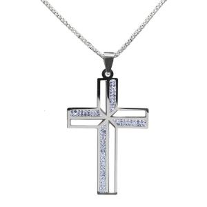 Catholic Crucifix Charm Necklace Stainless Steel Chain Choker Faith Symbol Pendant Clavicle Chain for Men and Women