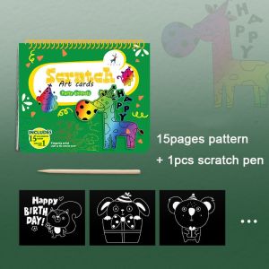 (🇸🇬 Local seller) Children Rainbow Magic Scratch Paper Set Magic Scratch Arts Scraping Painting Cards Birthday Party gift