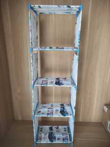 Rak Buku Portable / Lemari Serbaguna 1X5 SUSUN (BLUE FLOWER)