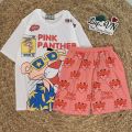 Set Đồ Bộ In Hình Chú Báo Hồng- the pink panther cartoon 3D Cute DB45-Lapi VN Áo+ Quần Đùi Vải Thun Cotton Thoáng Mát. 