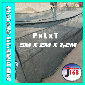 Keramba Ikan Waring Jaring Polinet Hitam dengan penutup resleting siap pakai ukuran 5x2x12