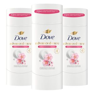 Lăn khử mùi Dove Advanced Care dành cho nữ hương hoa anh đào & quả yuzu gói 3 chai bảo vệ chống mồ hôi và mùi hôi 72 giờ 2.6 oz