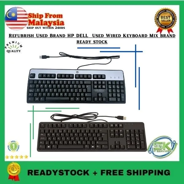 Refurbish Used Brand HP DELL Used Wired Keyboard Mix brand ready stock