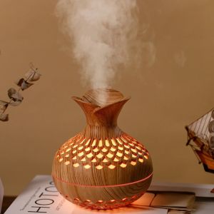 SH 300ml Wood  Vase Humidifier USB Electric RGB Lamp Ultrasonic Air Humidifier Fragrance Air Purifier Air Purifier Essential Oil Diffuser Household