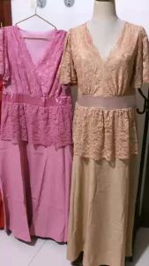 963 ssfashion  fashion casual wedding dress plus size lace summer maxi v-neck for women fit to xl