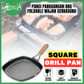 Square Grill Pan 20cm Alat Panggang Bentuk Kotak Anti Lengket Wajan BBQ Bakaran Sate Serbaguna Panci Pemanggang - HOMIA. 