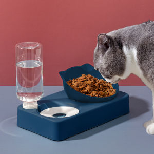 ถ้วยข้าวน้องแมว มาพร้อมที่ให้น้ําอัตโนมัต 2 in 1 ชามทรงหน้าน้องแมวสีทึบ สวยงาม หม้อแมว อุปกรณ์สัตว์เลี้ยง Cat bowl Eliana