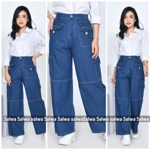 celana kulot jeans cargo korea wanita dewasa muat BB 40-80