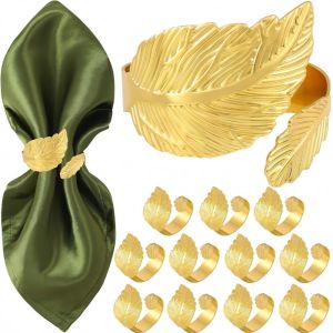 INNEWIN loại Khóa giữ khăn ăn Lá vàng Giáng sinh Lễ Tạ ơn Trang trí bàn ăn Hiện đại Giá đựng khăn giấy dành cho tiệc cưới sinh nhật