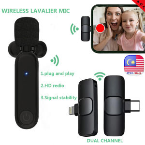 Lapel Microphone Wireless Lavalier Microphone Portable Audio Video Recording Mini Mic for IP Android Live Broadcast Gaming Phone Microfonoe