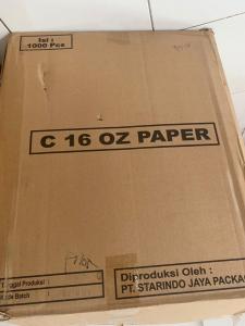 GELAS PAPER/PAPER CUP/GELAS KERTAS KOPI UKURAN 16 OZ POLOS 1 DUS 1000 TERMURAH