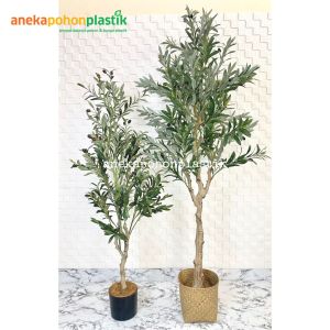 Tanaman Imitasi Pohon Artificial Zaitun Olive X3 T140 & T180 Latex Cover Anyaman Purun Dekorasi Studio