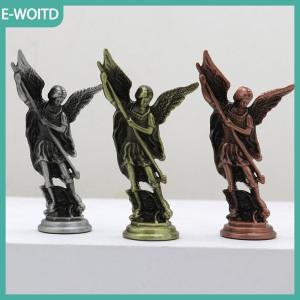 【E-WOITD】 1PC thủ công cho phòng nhà Tabletop Máy tính để bàn Saint Michael figurinethe Tổng lãnh thiên thần đánh bại Satan người giám hộ tượng