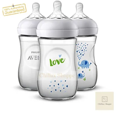 Philips AVENT Natural Elephant Design Bottles 9 Oz 3 Pcs.