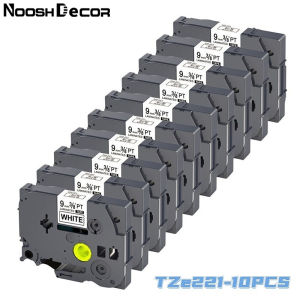 10PCS Tape 9mm Compatible for Brother P-touch TZe-221 TZe221 TZ221 TZ-221 Tape Black on White Laminated Label Tape for PTD210 PT-H100 PTH110 PT-D400AD PTD600