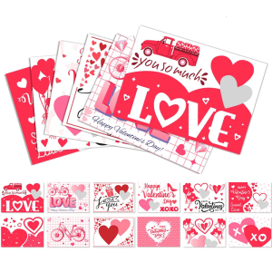 เกมปาร์ตี้เซอร์ไพรส์สองด้านลาย Essential การ์ดสีขาวหนา8ฟอยล์ชุดบัตรวันวาเลนไทน์6อัน
