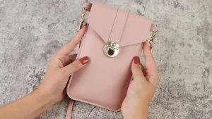 2022 New Womens Trendy Lock Buckle Crossbody Bag pu Leather Touch Screen Phone Wallet for Women Vintage Student Buckle Small Wallet [ Free Shipping ]