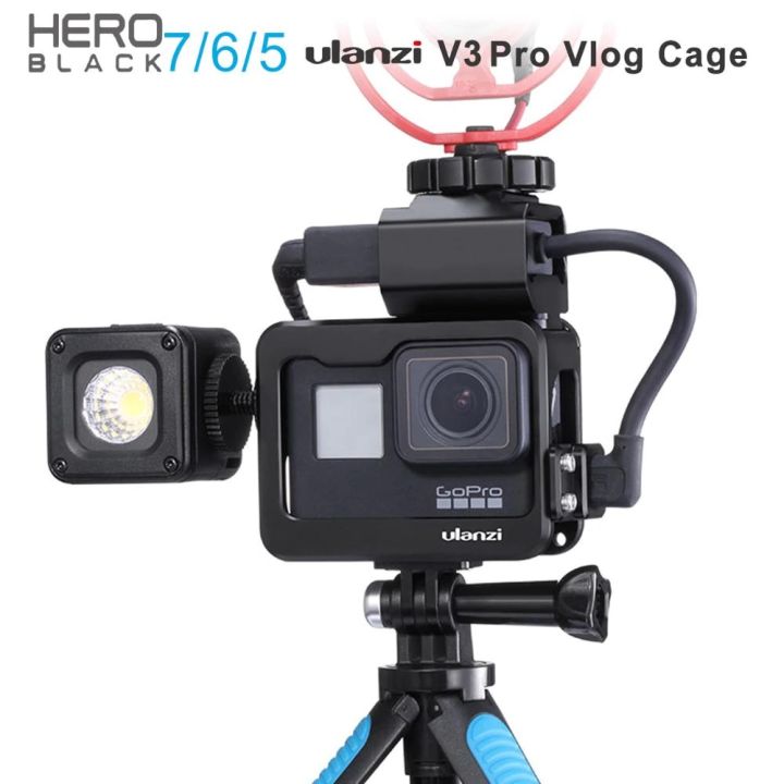 ULANZI V3 Pro Aluminum Vlog Cage Housing Case Dual Cold Shoe Mount