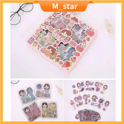 (100 lembar)TELADO Stiker Aesthetic Design DIY/Sticker botol minum 2D plastik/Buku Diary Stiker Motif/Stiker Anti Air Botol Hp Laptop Lucu PET Telado