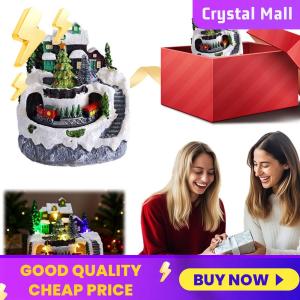 COD [Free Shipping] Resin Collectible Figurines Light Up Musical Christmas Village Figurines Indoor Display Figurines Decoration