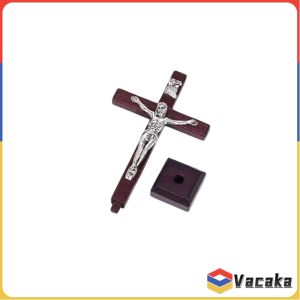 Vacaka Crucifix Wall Cross Wooden Cross With Stand Jesus Cross Decor 1Pc