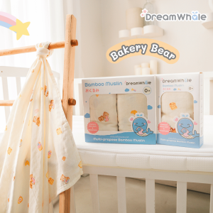 ผ้าห่อตัว มัสลินใยไผ่ ผ้านุ่มพิเศษ ผืนใหญ่ 47x47 นิ้ว แบรนด์ DreamWhale