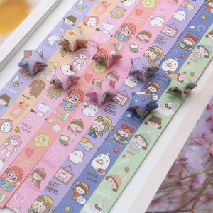 LILYandGIRL May mắn 136PCS Trang trí Gấp Giấy Hàng Thủ Công nghệ thuật Đảng Trang Trí Đơn giản Mô Hình Giấy Thủ Công Không Gian bên ngoài DIY Origami Origami Giấy Sao bầu trời Giấy Sao Origami Giấy Dải