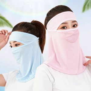 TKNUS Adjustable Hiking Face  Sunscreen Veil With Neck Flap Solid Color UV Protection Face Scarves Ice Silk Womne Neckline  Summer Sunscreen  Face Gini  Men Fishing Face